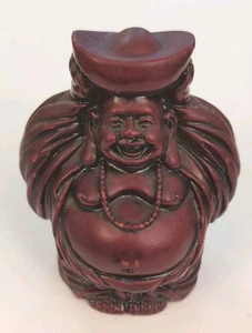 Vintage chinesischer Feng Shui lachender fetter Buddha - handgeschnitzt tiefrotes Harz 3,5 Zoll - Bild 1 von 5
