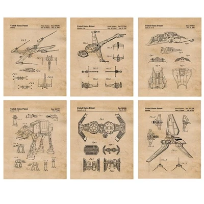 Classic Sci-fi Star Vessels Patent Prints 6 (8x10) for Home Work Jedi Office Fan - Image 1 of 4