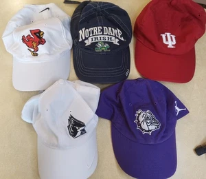 Lot of 5 NCAA Dad Hats IU Notre Dame Ball State Georgia Nike Jordan Drew Pearson - Picture 1 of 17