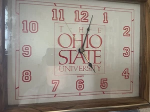 Vintage Ohio State Buckeyes OSU Holz Goldrand Wanduhr 1980er Made in USA - Bild 1 von 5
