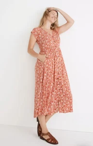 Madewell Button Front Midi Dress Piazza Floral Flowy Women's Size Large - Picture 1 of 10