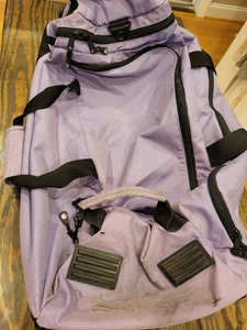 LL Bean Deluxe Rolling Wheeled Backpack Book Bag Carry-on Luggage Purple READ - Picture 1 of 19