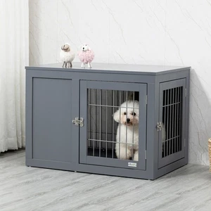 PawHut Furniture-Style Dog Crate w/ Two Lockable Doors, for Small & Medium Dogs - Picture 1 of 11