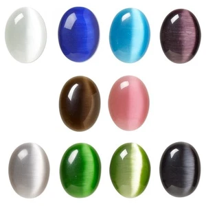 Big Grade A Glass Cat's Eye Fiber Optic 25mm x 18mm Oval Flat Backed Cabochon - Picture 1 of 11