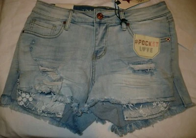 Women's Juniors Vanilla Star High Low Shortie Shorts Light Henri Size 3 NEW - Image 1 of 2