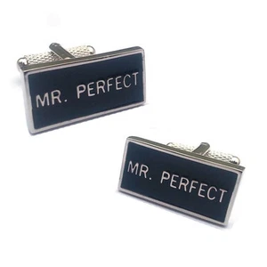 Mr Perfect Cufflinks Rectangle Design in Gift Box Onyx-Art CK932  - Picture 1 of 4