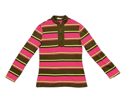 Vintage 60s Mod Mr. Thomson, Please! Striped Quarter Zip Pullover GoGo Disco 70s - Image 1 of 4