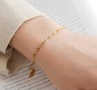 Women Gold Plated Titanium Stainless Steel Thin Twist Chain Hand Bracelet 5.7-8
