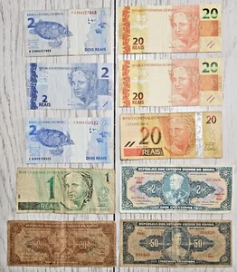 ! 10 Brazilian Reais Banknotes Foreign Currency Vintage Out of Circulation Rare - Picture 1 of 12