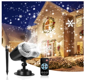 Christmas Lights Projector Outdoor, Waterproof Double Christmas Snowflake Projec - Picture 1 of 8