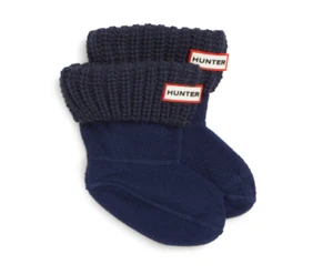 Hunter Kids Cardigan Knit Cuff Welly Boot Socks Navy Blue Size S (8-10) 5373 - Picture 1 of 4