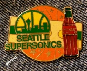 Pin Seattle Supersonics ~ NBA ~ Coca Cola ~ Coca-Cola ~ De colección 1994 por Imprested Products - Imagen 1 de 3