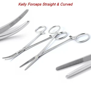Kelly Hemostat Locking Forceps Curved Straight 14cm Surgical Clamps Dissection - Picture 1 of 8