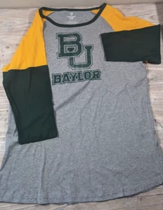 Baylor Womens Raglan Shirt - Colossium Athletics -  Grey/Yellow/Green - Picture 1 of 4