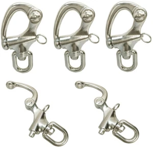 5 PC 3-1/2" Snap Shackle with Swivel Eye Stainless Steel Grade 316 WLL 1,300 lbs - Picture 1 of 3