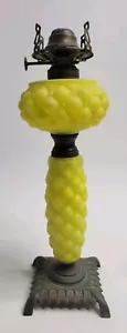 Antique Kerosene Oil Bright Yellow Glass Lamp - NO SHADE OR WICK Art Nouveau - Picture 1 of 11