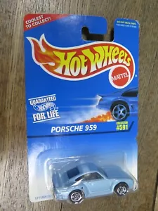 Tarjeta de coleccionista Hot Wheels 1995 azul/blanco #591 Porsche 959 Lt azul - Imagen 1 de 7