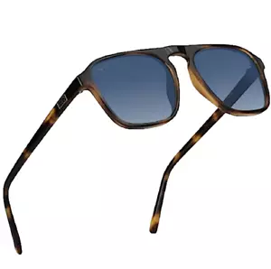 WearMe neue polarisierte Herren Sonnenbrille ein Steg quadratisch Schildpatt/blauer Farbverlauf - Bild 1 von 4