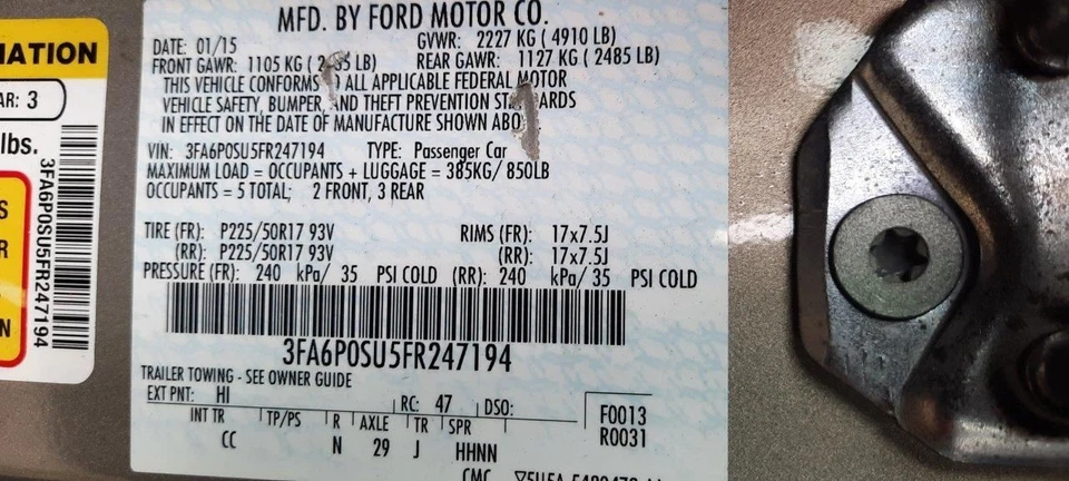 Potenciador de freno VIN U híbrido de octavo dígito compatible con 15-16 FUSION 4162197 Foto 1 de 4