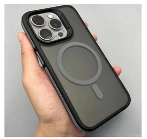 Funda a prueba de golpes MagSafe iPhone 16 pro 6.1 con soporte protector de pantalla negro/gris mate - Imagen 1 de 1