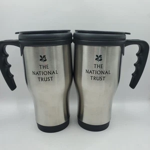 National Trust Travel Mugs x2 Hot Beverage Vacuum Flask Insulated New - Picture 1 of 9