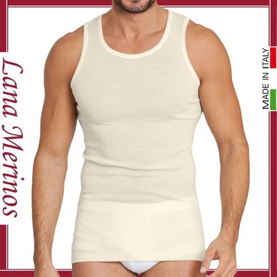 Canotta Intima Uomo Spalla Larga Misto LANA MERINOS Canottiera Termica invernale - Immagine 1 di 4