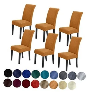 Stretch Chair Covers for Dining Room Set of 6, Removable Washable 6 pack Gold - Picture 1 of 8