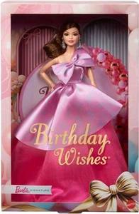 NEW Barbie Doll Barbie Signature Birthday Wishes Brunette with Pink Dress 6+ Age - Picture 1 of 6