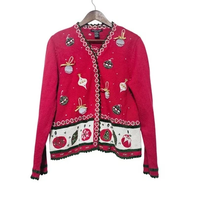 Suéter Vintage Punto de Referencia Feo Navidad Mujer Talla L Adornos Vacaciones Foto 1 de 4
