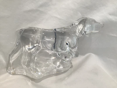 BACCARAT CLEAR CRYSTAL HUNTING POINTIN LABRADOR DOG 7" LONG X 4" HIGH - image 1 of 4