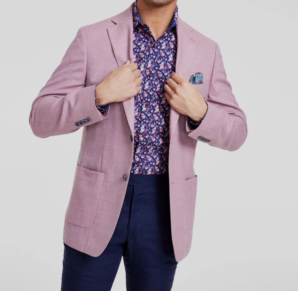 Tallia Men's Purple Slim-Fit Weave Wool-Blend Sport Coat Jacket Size 44L