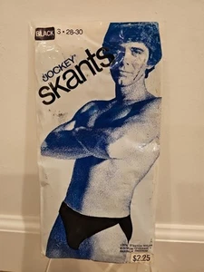 Vintage Mens Nylon Briefs Black Jockey Skants 70s Size S Small 28-30 NOS NEW USA - Picture 1 of 3