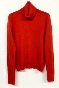 Adrienne Vittadini Pure Cashmere jumper L skinny scarlet red Turtle neck 651 - Picture 1 of 4