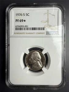 1976 S JEFFERSON NICKEL 5C PF69* STAR NGC PR69 BEAUTIFUL EYE APPEAL SKU 3877 - Picture 1 of 2