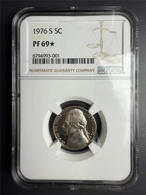1976 S JEFFERSON NICKEL 5C PF69* STAR NGC PR69 BEAUTIFUL EYE APPEAL SKU 3877 - Image 1 of 2