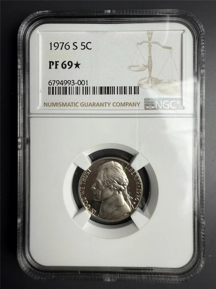 1976 S JEFFERSON NICKEL 5C PF69* STAR NGC PR69 BEAUTIFUL EYE APPEAL SKU 3877 - Image 1 of 2
