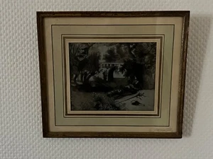 Gravure, Lithographie ? ancienne encadrée sous verre Signée (L12/A22) - Imagen 1 de 7