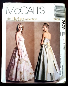 Vestido Retro McCalls Patrón 2672 Misses Formal Noche Baile de graduación Talla 8 10 12 SIN CORTAR - Imagen 1 de 5