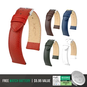HIRSCH Kansas Buffalo Grain Calf Leather Watch Strap - Classic + Bonus Battery - Picture 1 of 36