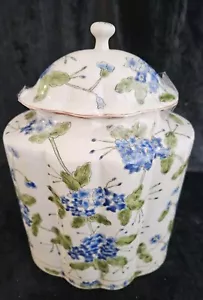 GINGER JAR LOVELY LG.FLORAL LIME GREEN VINTAGE HAND PAINTED FLORAL DES 10 X 7 - Picture 1 of 13