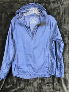 L.L. Bean Boys Blue Sz Small 1/4 Zip Windbreaker w/Hood & Zipper Pockets OGVQ3 - Picture 1 of 16