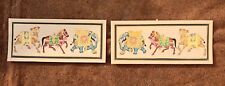 Horse Elephant Camel Trio Animal Painting Handmade Miniature Art on Stiff Paper
