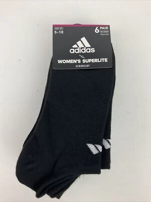 Adidas Women's 6 Pairs  Aeroready  Black  No Show Socks  Shoe size 5-10 - Image 1 of 4