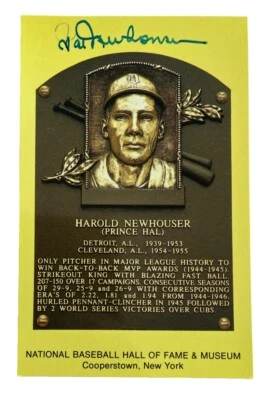 Hal Newhouser Tigers Signed Auto Baseball Hall Of Fame HOF Plaque PSA/DNA (B59) - Image 1 of 2