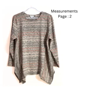 Blusa Pure Jill Talla: XL Top túnica a rayas asimétricas / Acogedora abuela Cottagecore - Imagen 1 de 6