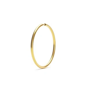 14K Solid Gold Basic Snug Fit Nose Ring - Minimalist 20 Gauge Nose Hoop - 10mm - Picture 1 of 7