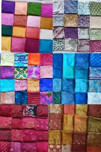 AMZ Sari Silk Fabric 96 Pcs Saree Easter Craft Material Art Doll Home Décor Done - Picture 1 of 8