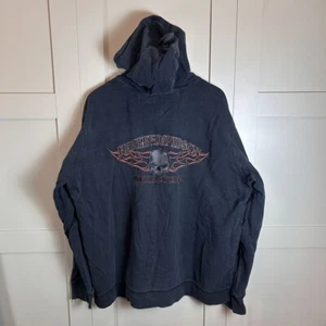 Sudadera con capucha Harley Davidson vintage con cremallera bordada calavera **Falta cremallera** - Imagen 1 de 6