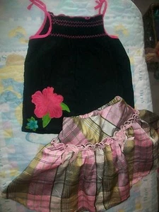 Girl's Children's Place Pink & Gold Plaid SKIRT & Top Excellent Condition Sz 4 - Picture 1 of 8