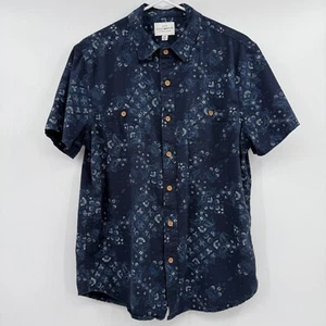 Lucky Brand Hemd Herren Large Blau Paisley Kurzarm Knopfleiste Taschen - Bild 1 von 9